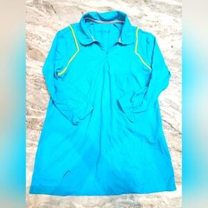 SwingDish Turquoise Golf Pullover Top – Rhinestone Accents, Size Large
